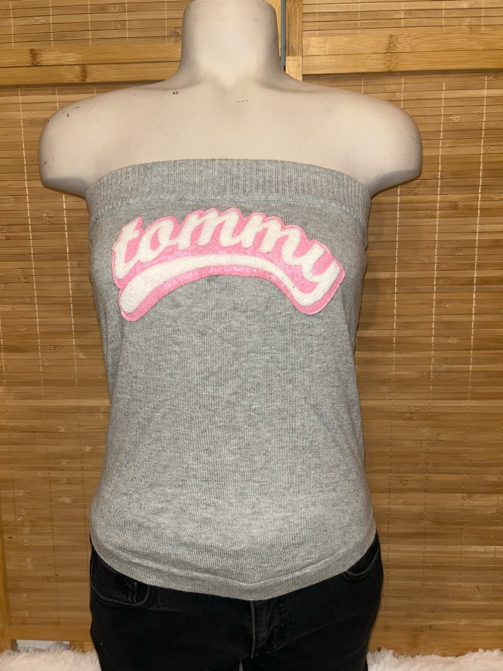 Tommy Girl Tommy Girl gray pink tube top strapless size small 90s Y2K